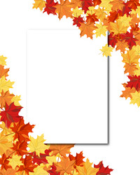 Wooden frame with autumn leaves rowan and maple Vector Image