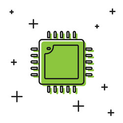black computer processor with microcircuits cpu vector image
