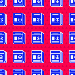 blue news icon isolated seamless pattern on red vector image