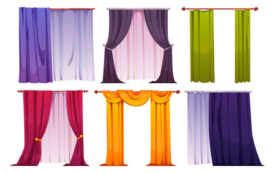 cartoon set of color curtains isolated on white vector