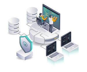 database server data processing team vector image