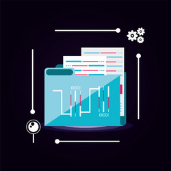 Document folder with data center icon vector