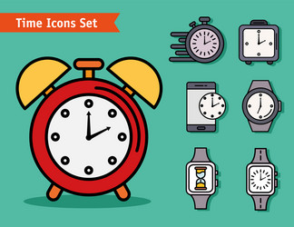 Bundle twelve time set line and fill style vector