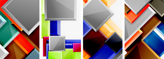 color glass glossy square composition poster set