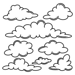 Doodle set hand drawn clouds isolated vector