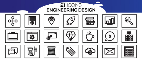 engineering icons set contains vector image