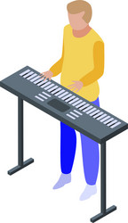 Musical keyboard playing icon isometric style vector