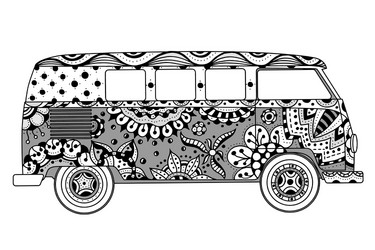 van in tangle patterns style vector image