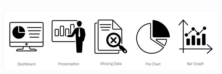 a set of 5 statistics icons as dashboard vector image