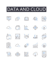 Data and cloud line icons collection analytics vector