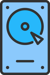 Hard drive disk hdd flat color line icon vector