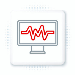 line computer monitor with cardiogram icon vector image