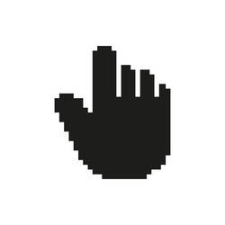pixelated hand cursor icon digital navigation vector image
