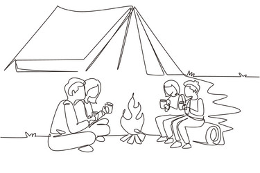 single continuous line drawing happy family vector image