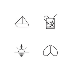 summer linear icons set simple outline vector image