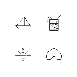 Summer linear icons set simple outline vector