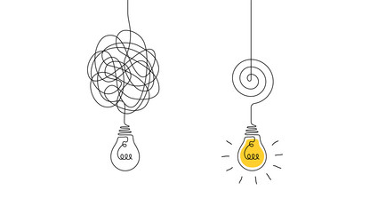 tangled and scribble wires with light bulbs in one vector image