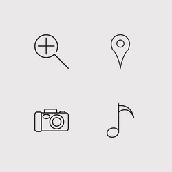 User interface simple linear icons set outlined vector