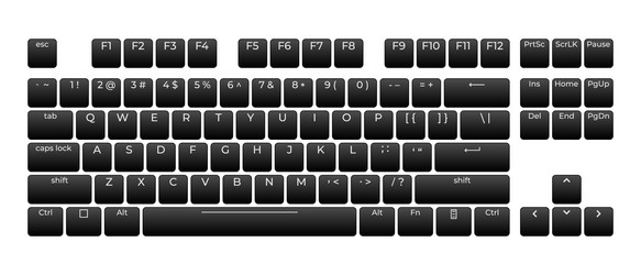 computer keyboard button layout template vector image