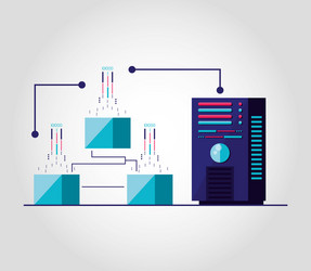 Data center with circuit isolated icon vector