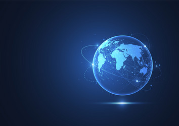 global network connection world map point vector image