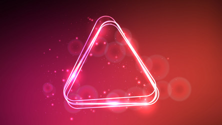 neon rounded triangle frame with shining effects vector image