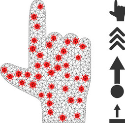 Polygonal network hand pointer up icon with virus vector