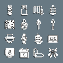 set line crossed arrows gps device with map vector image