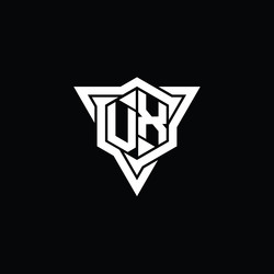 ux logo monogram hexagon shape with triangle vector image