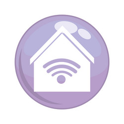 button with house building and wifi signal vector image