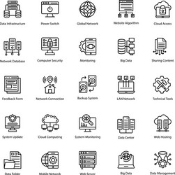 computer and networks line icons vector image