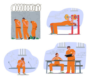 daily schedule routine in jail prisoner behavior vector image