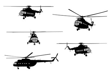 Helicopter Silhouettes Set Vector Image