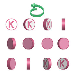 letter k in circle rotation sequence sprite sheet vector image