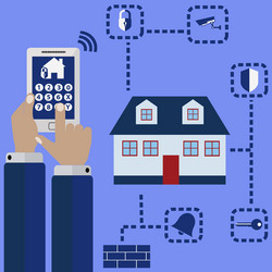 remote home security from mobile phone vector