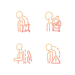 spinal problems gradient linear icons set vector image