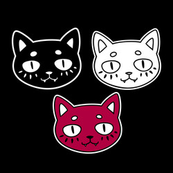 three different colors cat heads vector