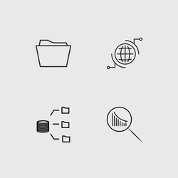 Data analytics simple linear icons set outlined vector