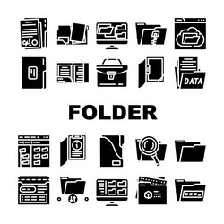 folder document business file icons set vector image