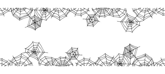 Horizontal seamless spider web pattern vector