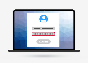laptop computer with login page and wrong password vector image