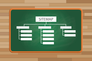 sitemap on front of the green board with list page vector image