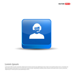 Call user icon - 3d blue button vector