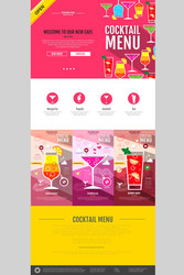 flat style cocktail menu concept web site design vector