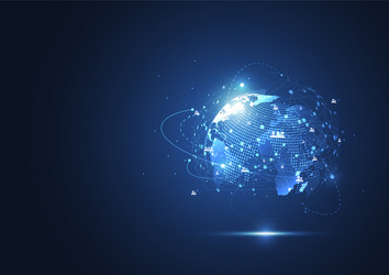 global network connection world map point vector image
