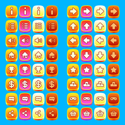 orange game icons buttons interface ui vector image