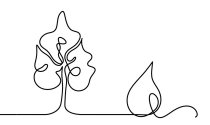 abstract drop with tree as line drawing on white vector image