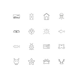 Animals linear thin icons set outlined simple vector