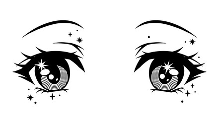 Anime Girl Eyes - Kawaii Style Vector Image