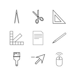 Design elements linear icon set simple outline vector